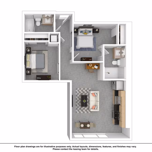 2 Beds • 2 Bath E614 floor plan